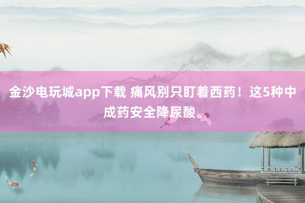 金沙電玩城app下載 痛風別只盯著西藥!這5種中成藥安全降尿酸。