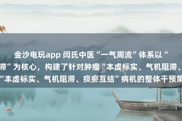 金沙電玩app 閆氏中醫(yī)“一氣周流”體系以“通周流、固正氣、化郁滯”為核心，構(gòu)建了針對(duì)腫瘤“本虛標(biāo)實(shí)、氣機(jī)阻滯、痰瘀互結(jié)”病機(jī)的整體干預(yù)策略