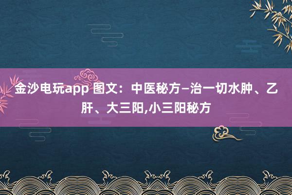金沙電玩app 圖文：中醫秘方—治一切水腫、乙肝、大三陽，小三陽秘方