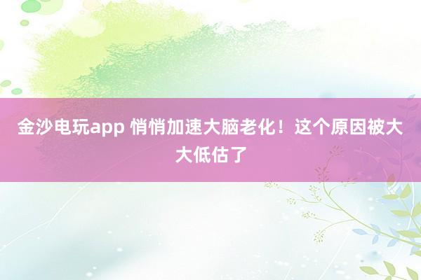 金沙電玩app 悄悄加速大腦老化！這個原因被大大低估了