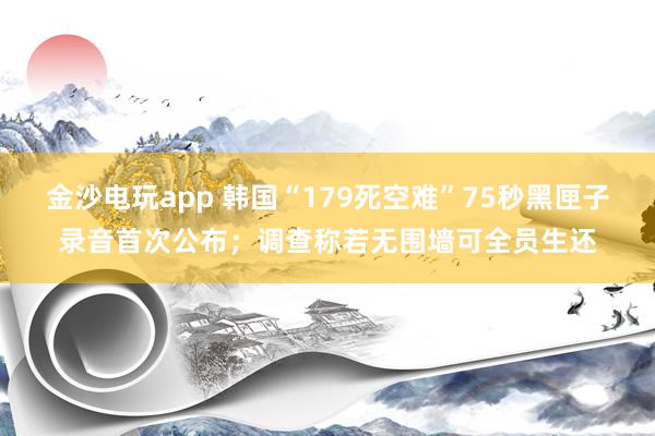 金沙電玩app 韓國“179死空難”75秒黑匣子錄音首次公布；調查稱若無圍墻可全員生還