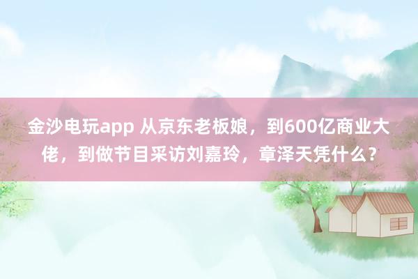 金沙電玩app 從京東老板娘，到600億商業(yè)大佬，到做節(jié)目采訪劉嘉玲，章澤天憑什么？