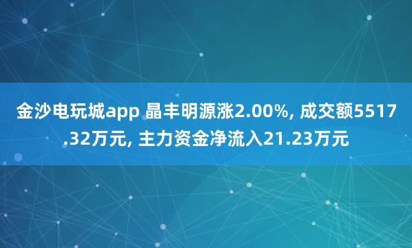 金沙電玩城app 晶豐明源漲2.00%， 成交額5517.32萬(wàn)元， 主力資金凈流入21.23萬(wàn)元