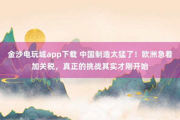金沙電玩城app下載 中國制造太猛了!歐洲急著加關稅,真正的挑戰其實才剛開始