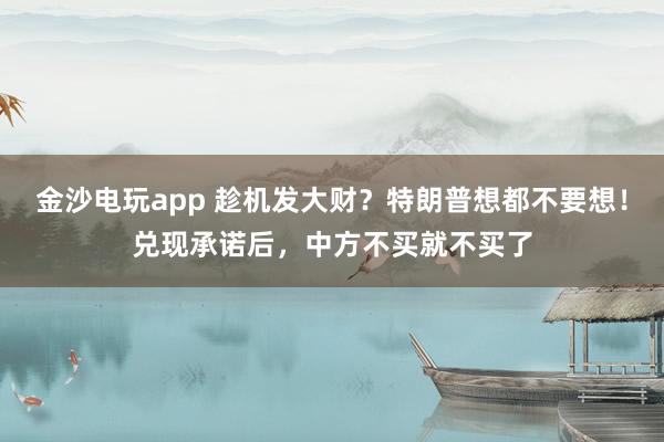 金沙電玩app 趁機發(fā)大財?特朗普想都不要想!兌現(xiàn)承諾后,中方不買就不買了