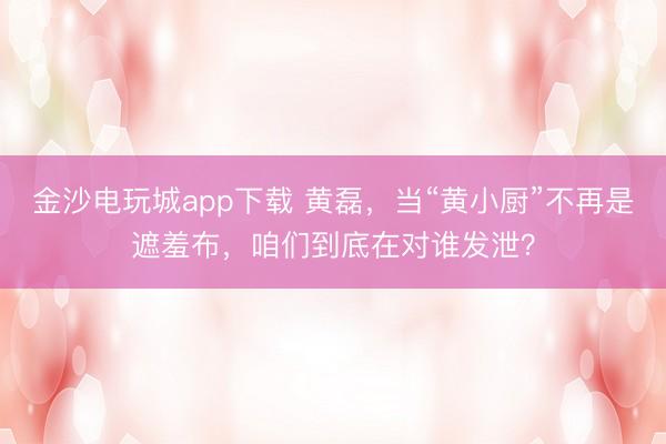 金沙電玩城app下載 黃磊，當“黃小廚”不再是遮羞布，咱們到底在對誰發泄？
