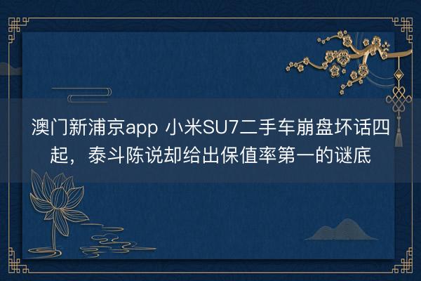 澳門新浦京app 小米SU7二手車崩盤壞話四起，泰斗陳說卻給出保值率第一的謎底